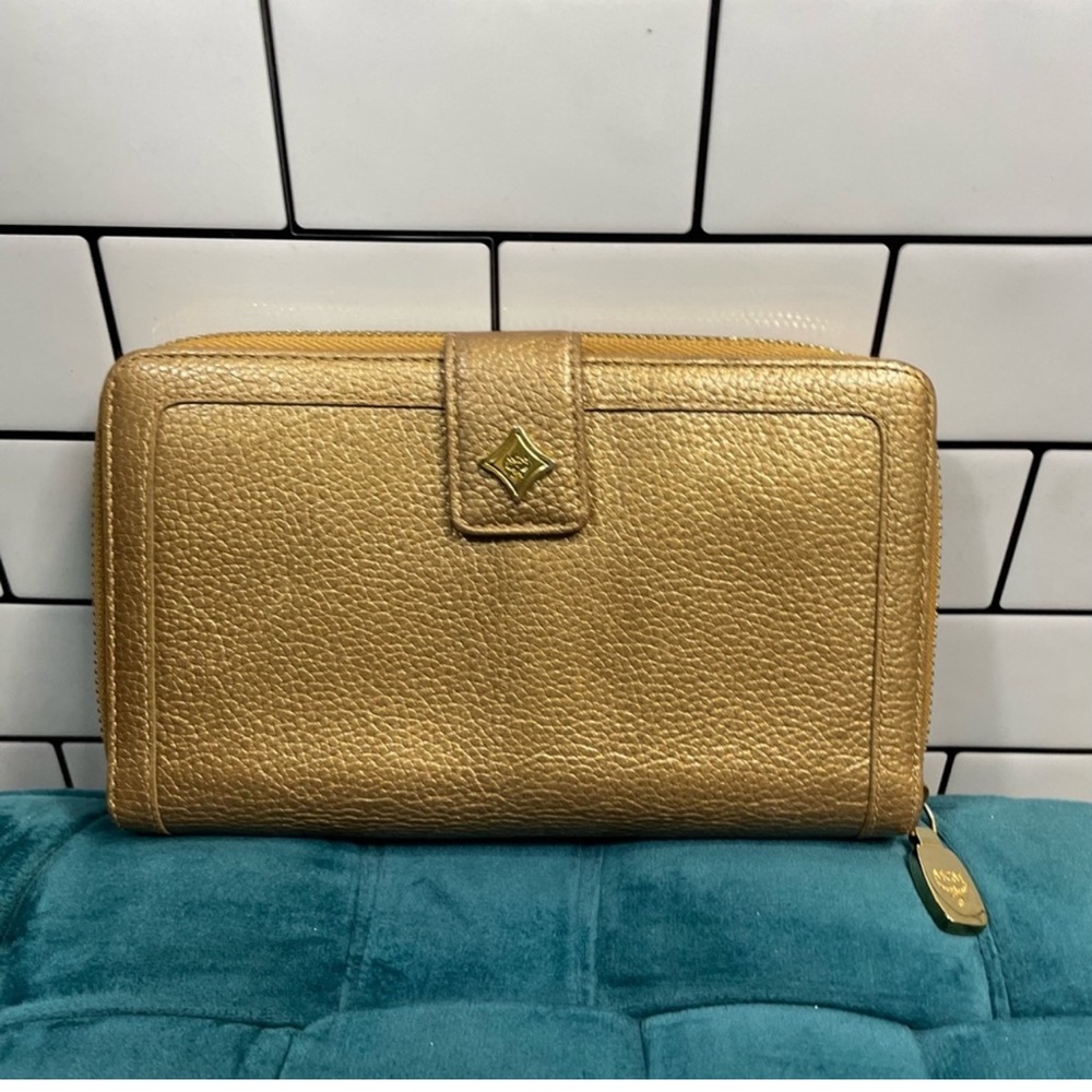 MCM Gold zip around wallet